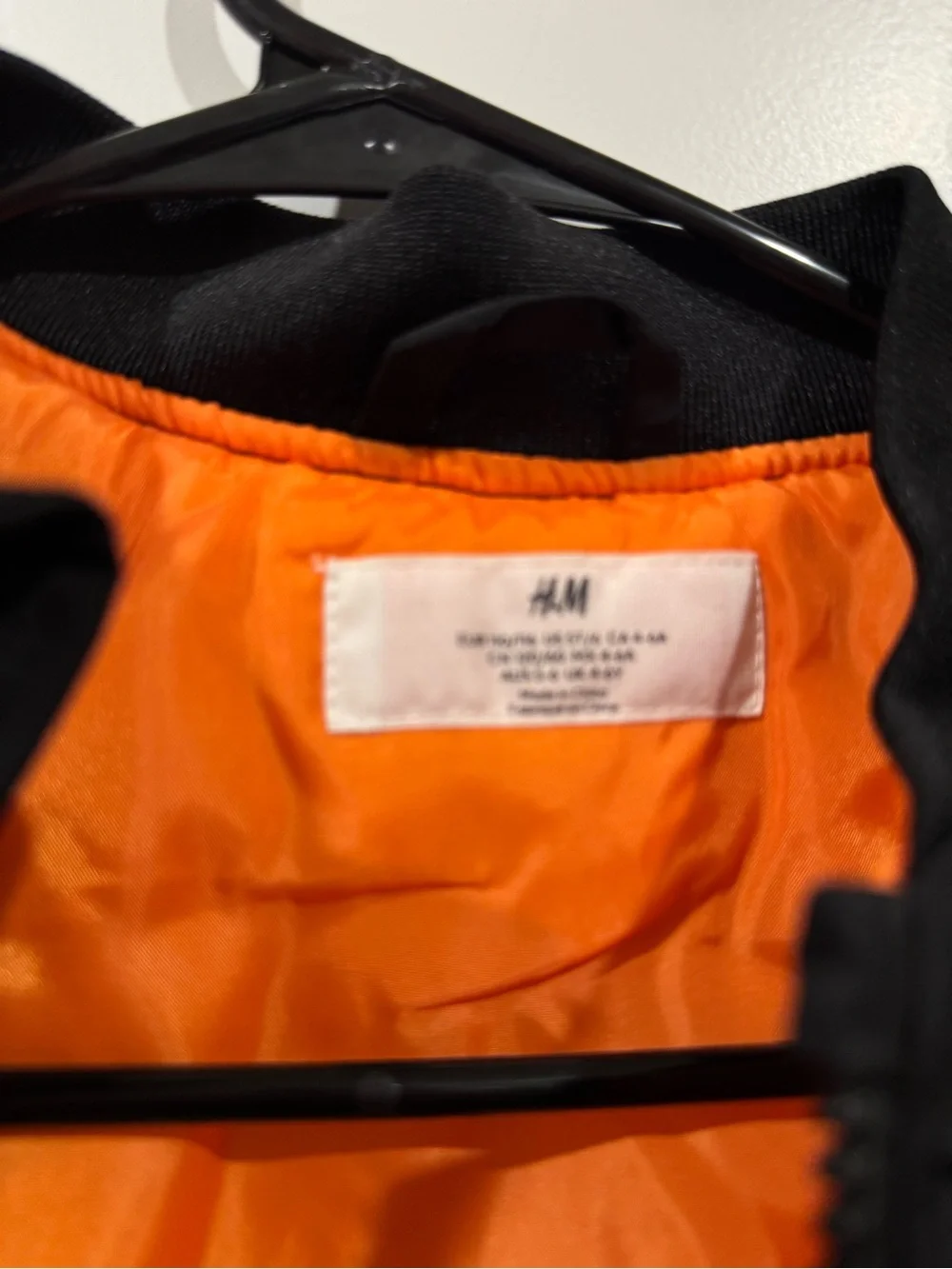 H&M Kids Black Bomber Jacket with Orange Interior